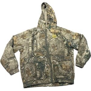 Realtree Extra Cotton Blend Ripstop Camouflage Hooded Zip Jacket Mens XL